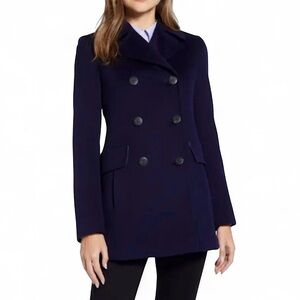 Fleurette Ali Wool Double Breasted Peacoat, Midnight (Navy), Size 4